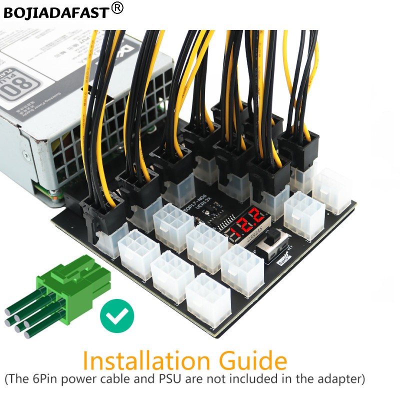 17 Poorten PCIe 6Pin Connector - 2400W Server Psu Breakout Board recensie en prijs